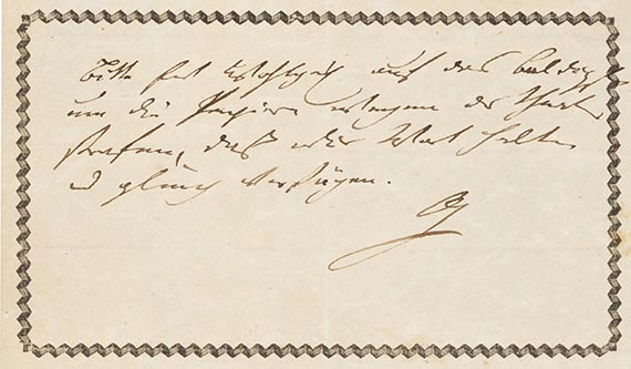 Johann Wolfgang von Goethe - G 43: Eigh. Billet an Unbekannt