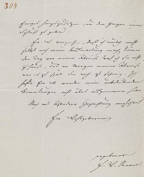 Friedrich Wilhelm Riemer - Brief an Eichstädt, 2 S.