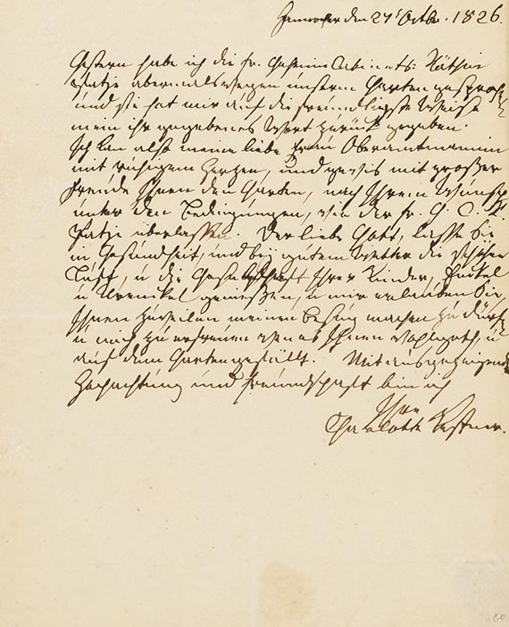 Ch. Kestner - Brief an Frau Oberamtmann Parz, 1 S.