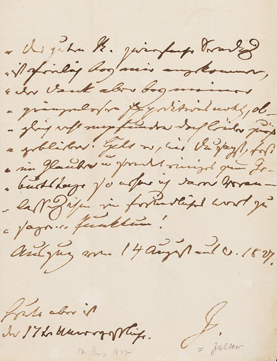 K. F. Zelter - Brief an Maler Roesel, 1 S.