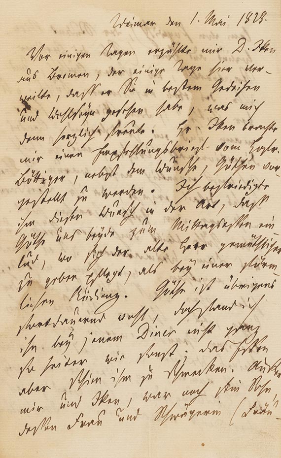 Heinrich Karl Friedrich Peucer - Brief, u. a. über Goethe, 4 S.