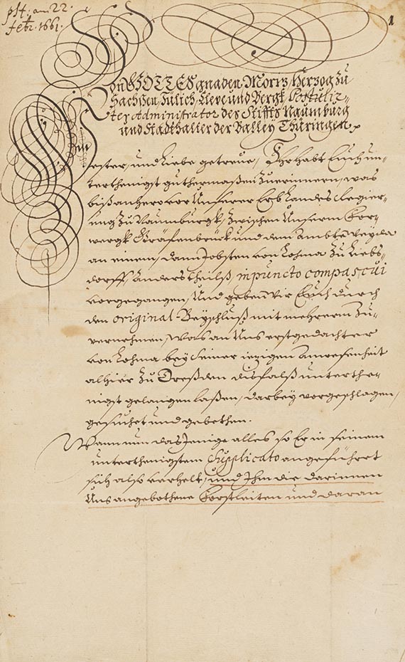  Moritz von Sachsen-Zeitz - Brief, 2 S.