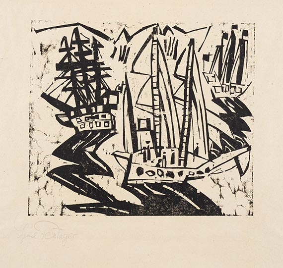 Lyonel Feininger - Schiffe (Drei Segelschiffe)