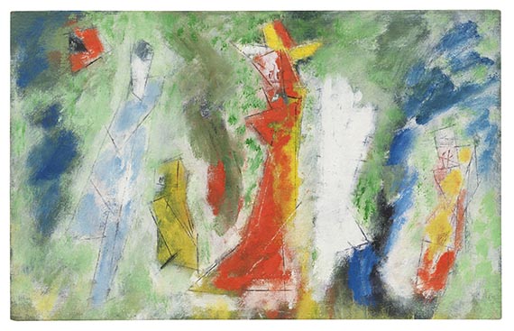 Feininger - Figuren in Rot, Blau, Weiß und Gelb