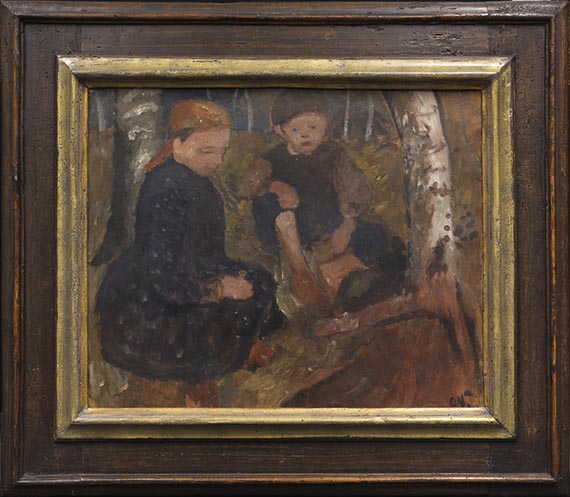 Paula Modersohn-Becker - Zwei sitzende Kinder im Wald - Rahmenbild
