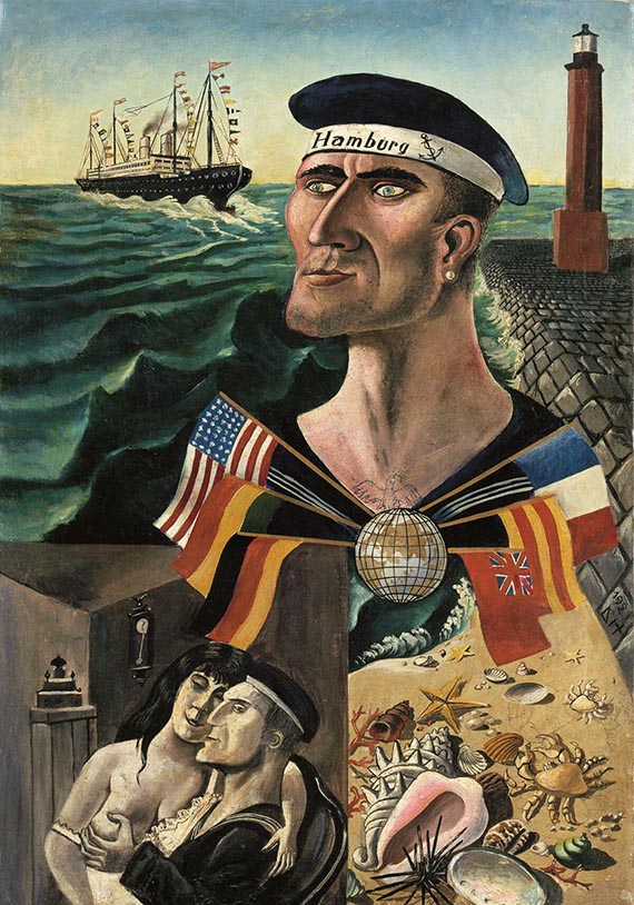 Abbildung zu: Otto Dix, Abschied von Hamburg, 1921, Öl auf Leinwand, Kunstsammlungen Chemnitz, Museum Gunzenhauser, Eigentum der Stiftung Gunzenhauser, Chemnitz. © VG-Bild-Kunst, Bonn 2025