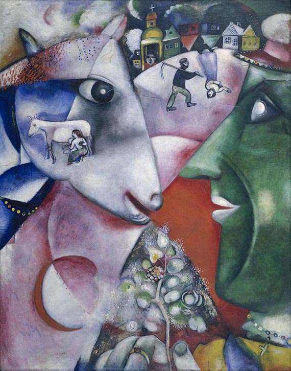 Abbildung zu: Marc Chagall, I and the Village, 1911, Öl auf Leinwand, Museum of Modern Art, New York.<br />© VG Bild-Kunst, Bonn 2025