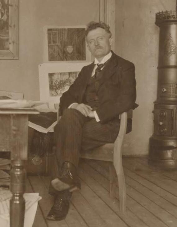 Abbildung zu: Edvard Munch in Gut Grimsrød Manor auf Jeløya, um 1915.