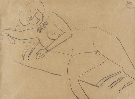 Ernst Ludwig Kirchner - Frauenakt (verso: Partie bei Dresden)