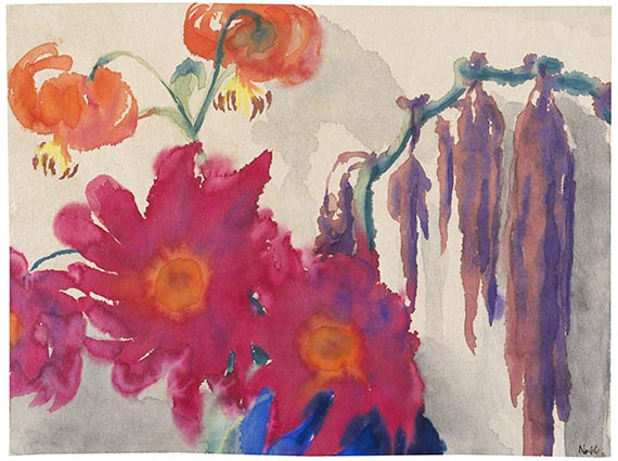 Nolde - Dahlien und Fuchsschwanz