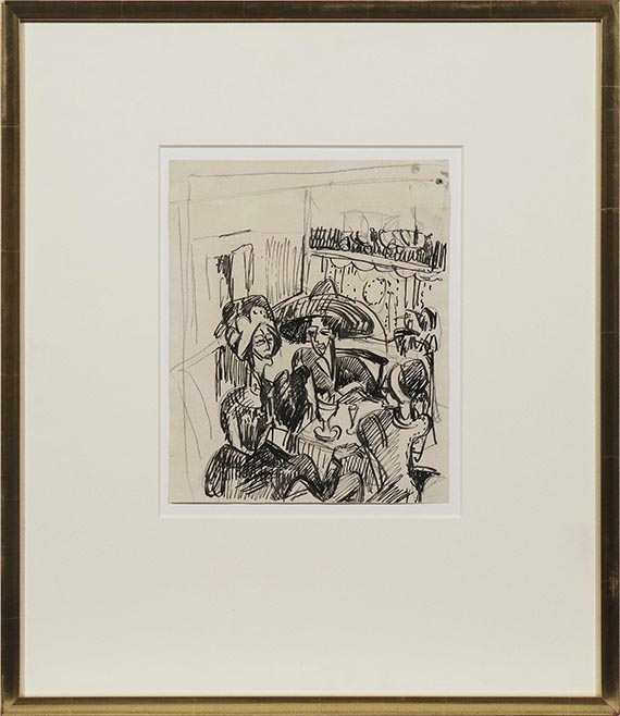 Ernst Ludwig Kirchner - Unterhaltung im Café - Rahmenbild