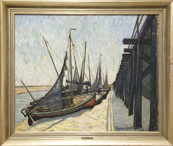 Theo von Brockhusen - Fischerboote bei Ebbe - Rahmenbild