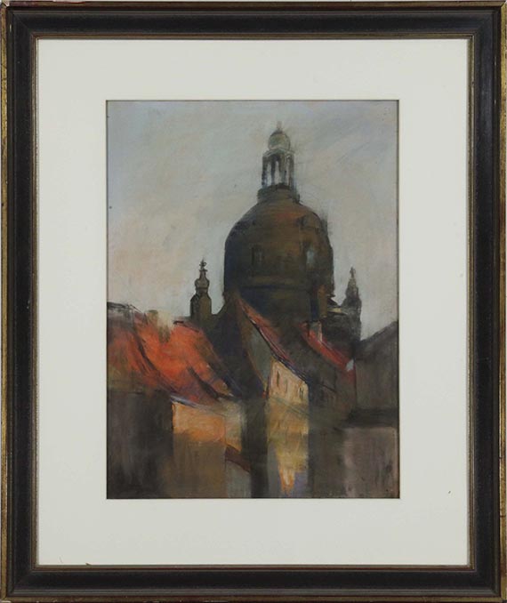 Lesser Ury - Kuppel der Frauenkirche in Dresden - Rahmenbild