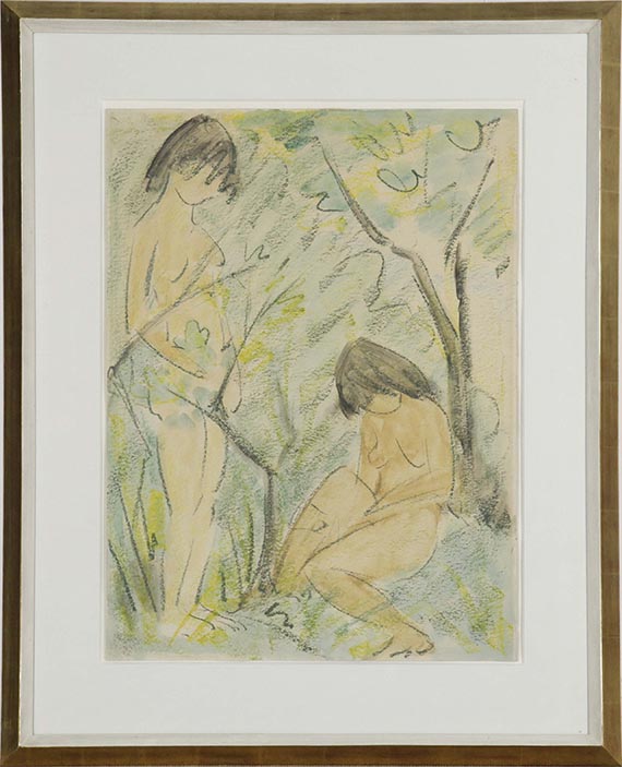 Otto Mueller - Zwei Mädchenakte, einer sitzend - Rahmenbild