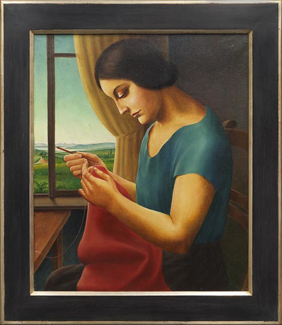 Georg Schrimpf - Häkelnde - Rahmenbild