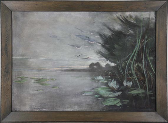 Karl Hagemeister - Märkische Seenlandschaft mit Seerosen - Rahmenbild