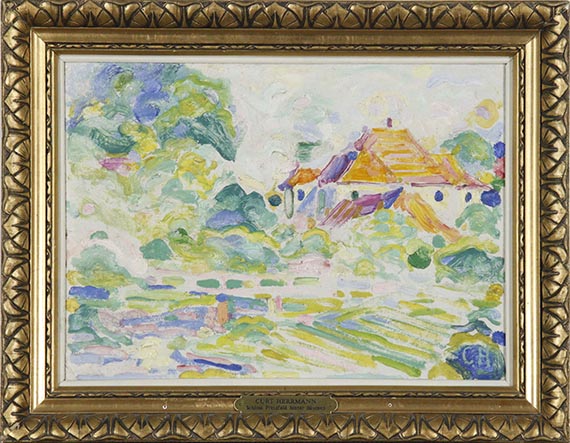 Curt Herrmann - Schloss Pretzfeld hinter Bäumen - Rahmenbild