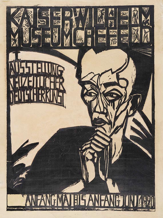 Erich Heckel, Plakat der "I. Ausstellung Neuzeitlicher Deutscher Kunst", Krefeld 1920