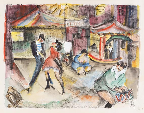 Albert-Lasard - Montmartre. Aquarellierte Lithographie