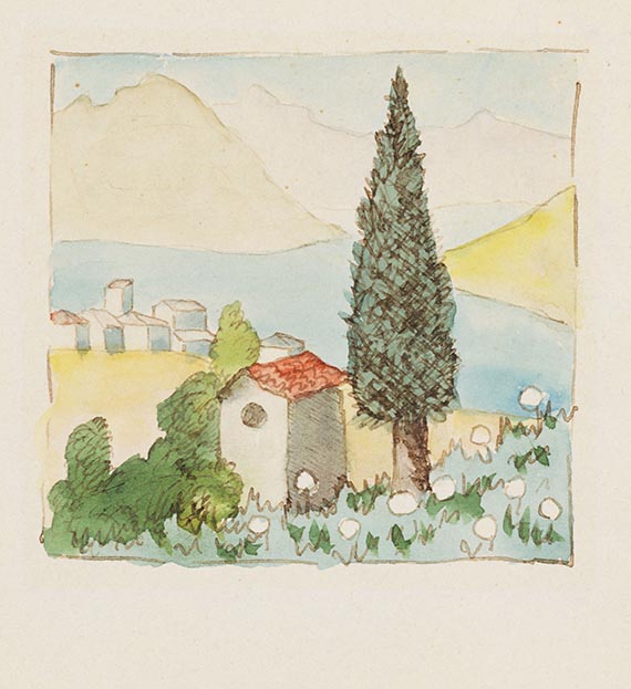 Hermann Hesse - 4 Orig.-Aquarelle