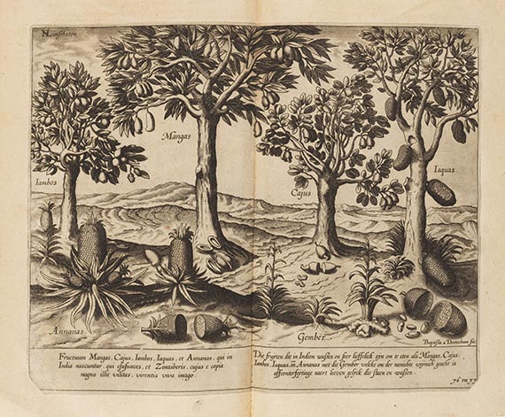 Jan Huygen van Linschoten - Navigatio in orientalem. - Descriptio totius Guinea. 2 Teile in 1 Band