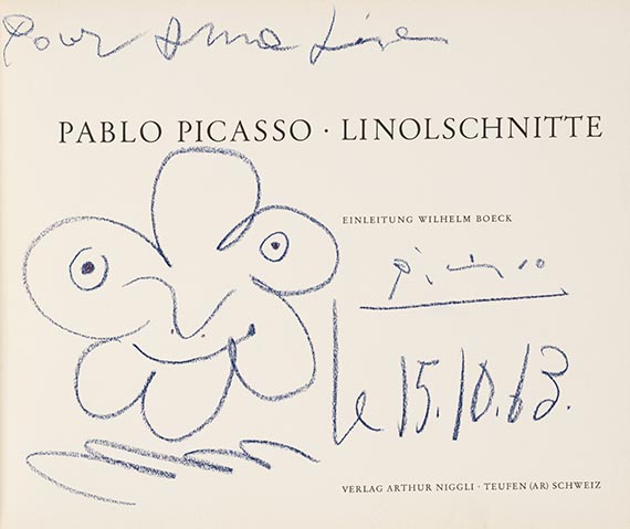 Pablo Picasso - Linolschnitte. Mit Widmung + Zeichnung von Picasso. - Weitere Abbildung