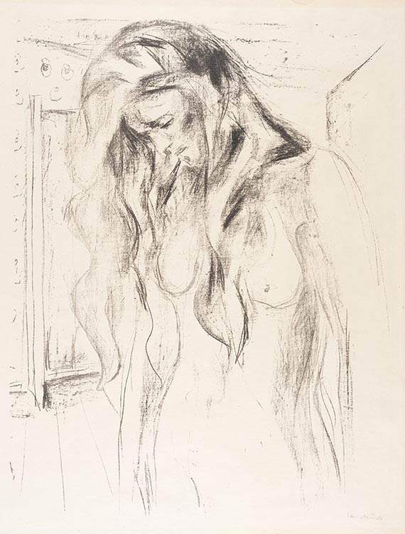 Edvard Munch - Weinende junge Frau (Gr&aring;tende ung kvinne)