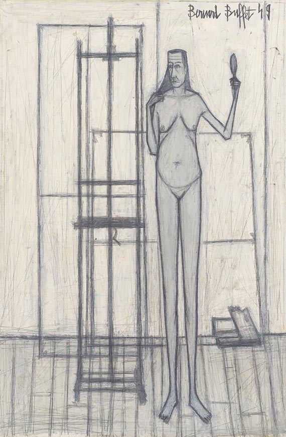 Bernard Buffet - Mod&egrave;le dans l&acute;atelier