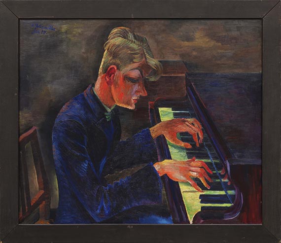 Conrad Felixmüller - Der Pianist E. Winkler / Die Kauernde (Akt mit Katze) (Rückseite) - Rahmenbild