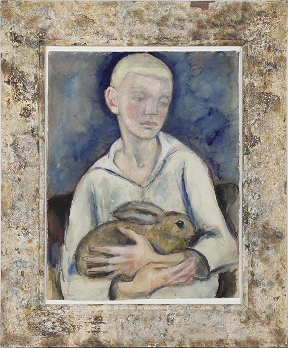 Anita Rée - Knabe mit Kaninchen - Rahmenbild