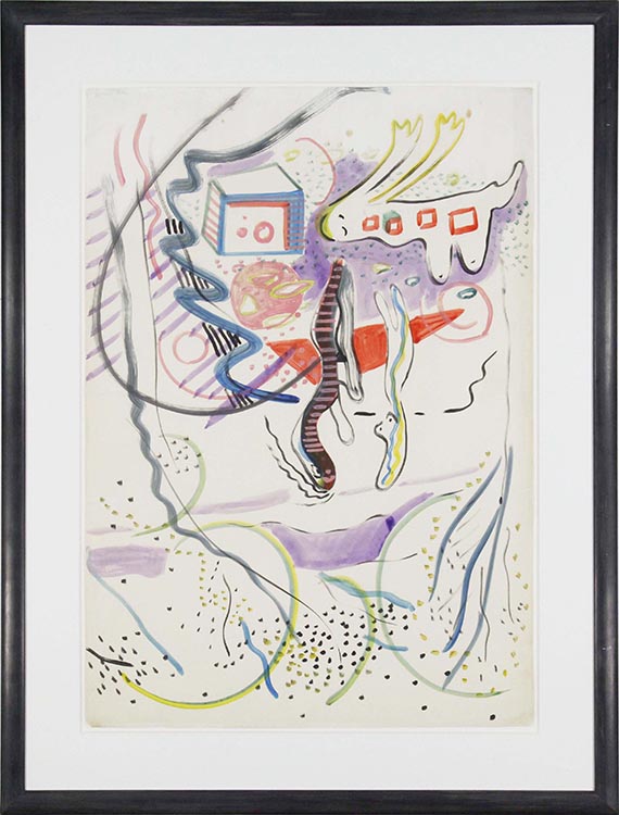 Sigmar Polke - Ohne Titel (Figuren in Landschaft) - Rahmenbild