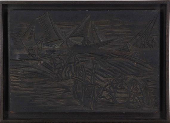 Hermann Max Pechstein - Holzstock: Fischer - Rahmenbild