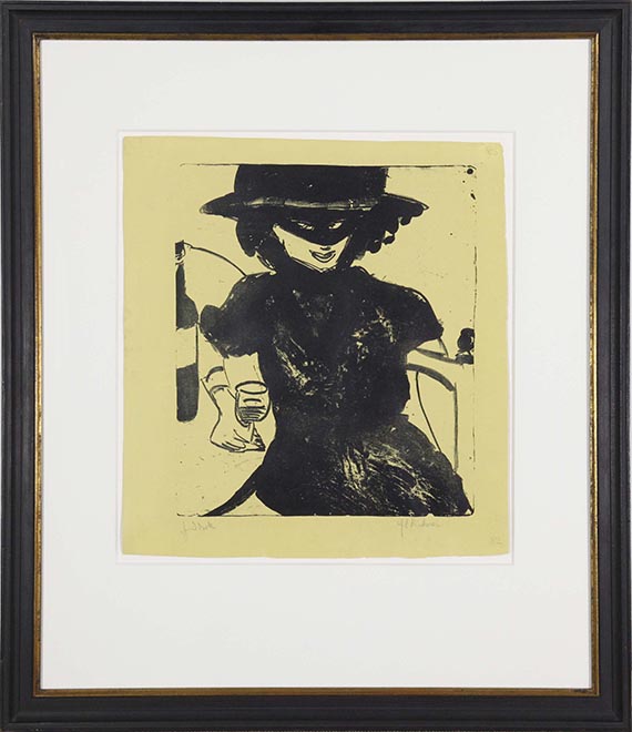 Ernst Ludwig Kirchner - Gerti mit Maske und Weinglas - Rahmenbild