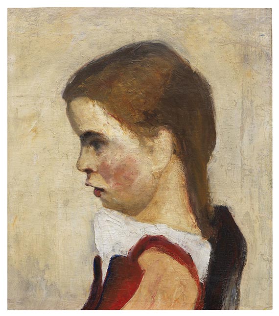 Paula Modersohn-Becker - Kopf eines sitzenden M&auml;dchens, nach links