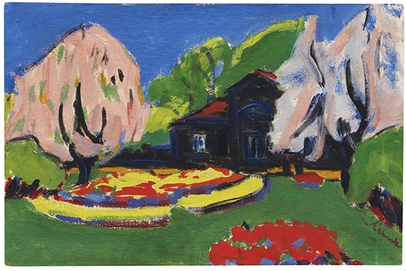 Ernst Ludwig Kirchner - Landschaft mit Haus (Torhaus an der Hauptallee des Gro&szlig;en Gartens in Dresden)