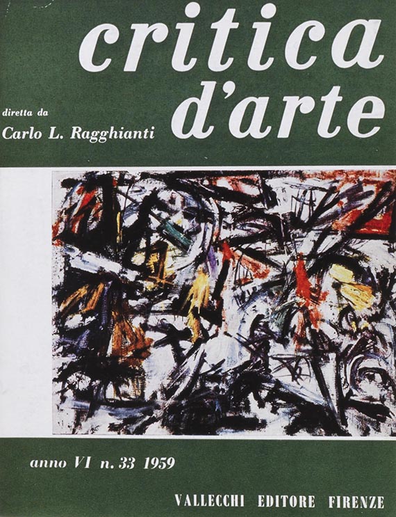 Abbildung zu: Titelblatt der Kunstzeitschrift &bdquo;Critica d'arte&ldquo; (1959) mit der Abbildung des vorliegenden Gem&auml;ldes. &copy; Fondazione Emilio e Annavbianca Vedova, Venezia