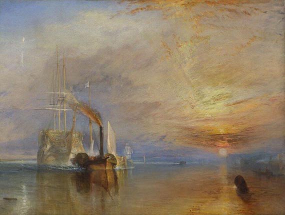 Abbildung zu: William Turner, The Fighting Temeraire (Die k&auml;mpfende Temeraire), 1839, &Ouml;l auf Leinwand, The National Gallery, London.