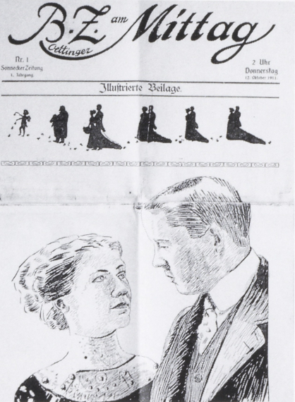 Abbildung zu: Vorlage zu &bdquo;BZ am Mittag&ldquo; (1965), Hochzeitszeitung, 1911.