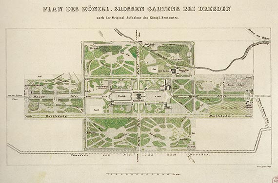 Abbildung zu: Johann Keyl, Plan des Gro&szlig;en Gartens in Dresden, 1850.