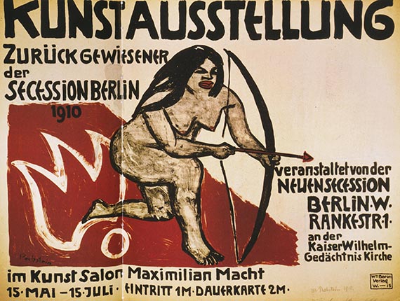 Abbildung zu: H. M. Pechstein, Plakat zur Ausstellung der Neuen Sezession, Kunstausstellung Zurückgewiesener der Berliner Sezession, 1910, Brücke Museum, Berlin.