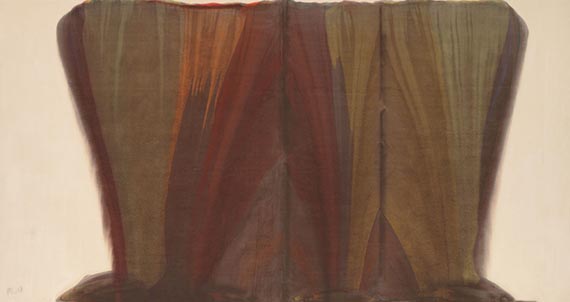 Abbildung zu: Morris Louis, Russet (Rostbraun), 1958, Acryl auf Leinwand, Museum of Modern Art, New York. &copy; All Rights Reserved. Maryland College Institute of Art / VG Bild-Kunst, Bonn 2026