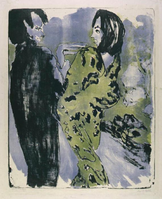 Abbildung zu: Emil Nolde, Junges Paar, 1913, Farblithografie. © Nolde Stiftung Seebüll