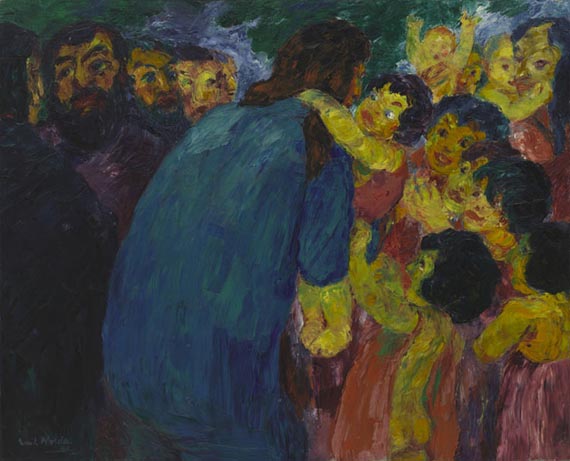 Abbildung zu: Emil Nolde, Christus und die Kinder, 1910, Öl auf Leinwand, Museum of Modern Art, New York. © Nolde Stiftung Seebüll