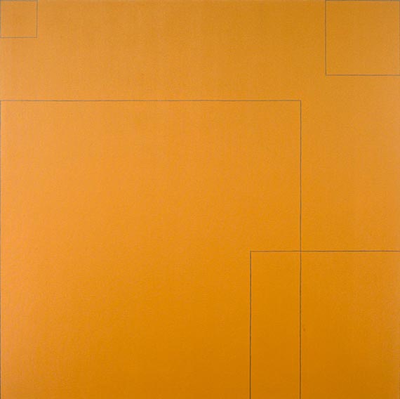 Abbildung zu: Robert Mangold, Four Squares within a Square II (Vier Quadrate in einem Quadrat II), 1974, Acryl und Bleistift auf Leinwand, Minneapolis Institute of Art. © VG Bild-Kunst, Bonn 2026
