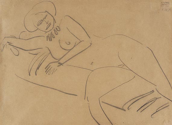 Ernst Ludwig Kirchner - Frauenakt (verso: Partie bei Dresden)
