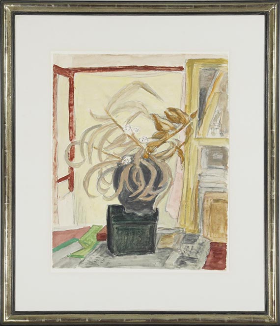 Erich Heckel - Eucalyptusblätter in schwarzem Topf - Rahmenbild