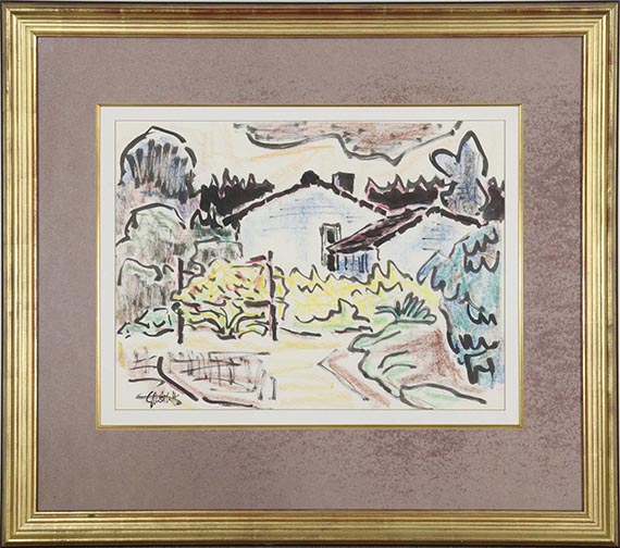 Karl Schmidt-Rottluff - Häuser hinter Gartenzaun - Rahmenbild