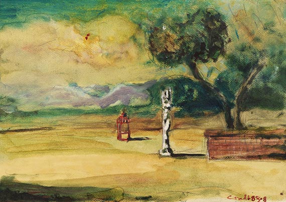 George Condo - Ohne Titel (Landschaft mit Figuren)