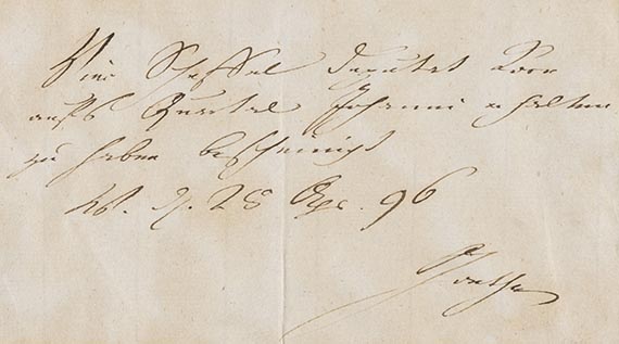 Johann Wolfgang von Goethe - Eigenh&auml;ndiges Schriftst&uuml;ck