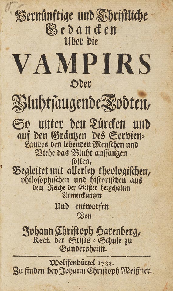 Johann Christoph Harenberg - Vernünftige und Christliche Gedancken uber die Vampirs